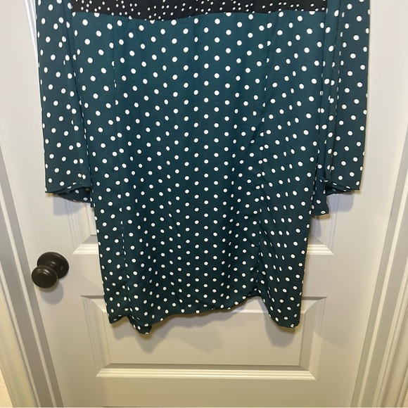 Suzanne Betro Teal/Black Polka Dot Long Sleeve Dress size 2X - Picture 6 of 12